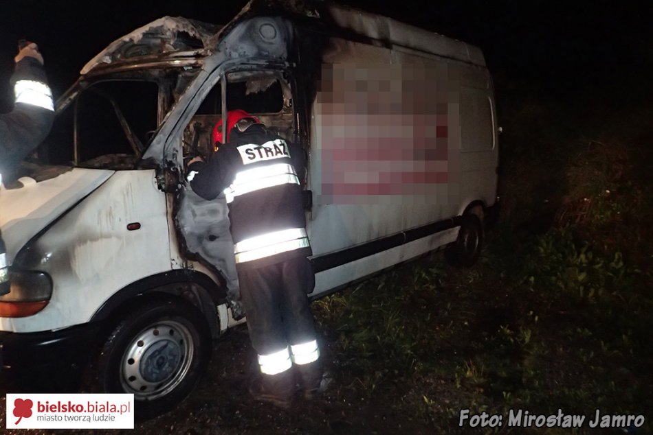 Pożar samochodu dostawczego - foto