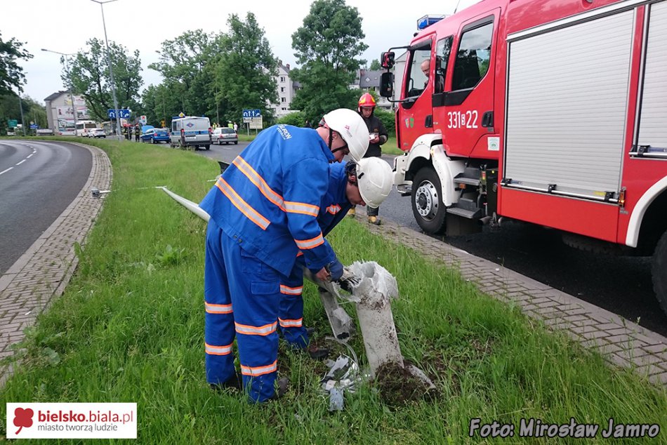 Skosił znak i latarnię - foto