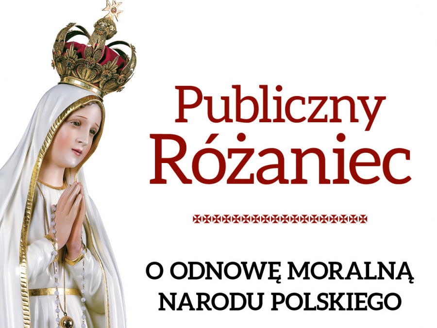 Publiczny różaniec na placu w centrum  Bielska-Białej
