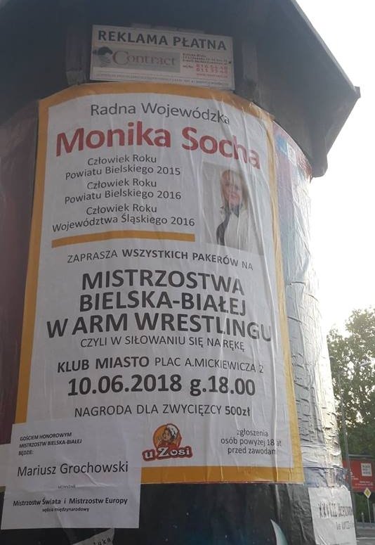Radna zaprasza na zawody w siłowaniu na rękę. Nagroda 500 zł
