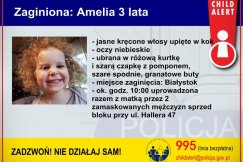 Porwano Amelkę i jej mamę. Policja uruchomiła Child Alert - foto
