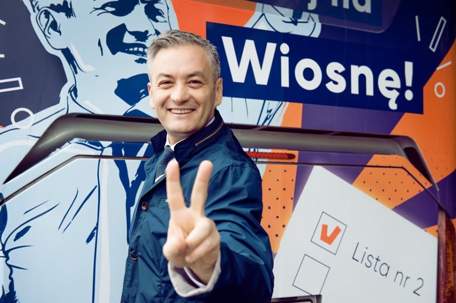 Wiosenna podróż Biedronia do Bielska-Białej. Spotkanie na ul. 11 Listopada
