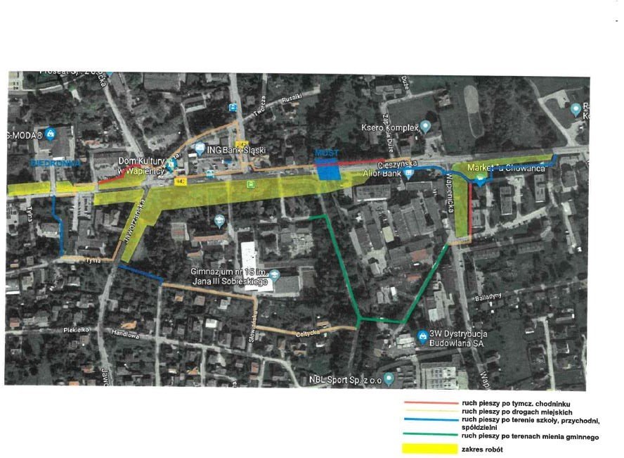 Zmiana organizacji w ruchu pieszym w centrum Wapienicy. Od dziś!