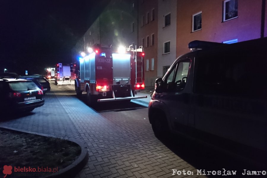 Strażacy budzili lokatorów w bloku. Nietrzeźwa zapomniała o kolacji - foto