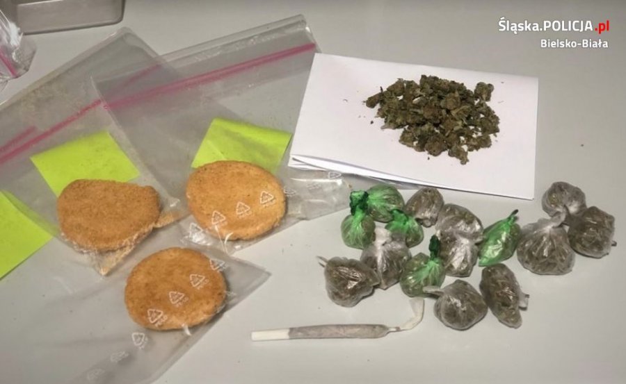 Akcja policji przed szkołami. Nastolatek miał w plecaku ciastka z marihuaną - foto