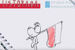 Reksio maszeruje z flagą. Specjalna animacja Studia Filmów Rysunkowych w Bielsku-Białej