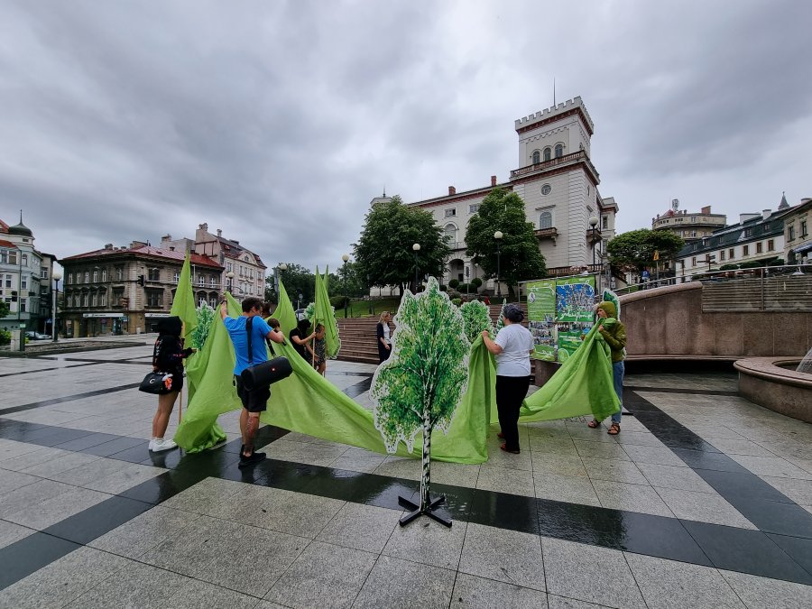 Drzewa stanęły na placu Chrobrego. W happening włączyła się młodzież - foto