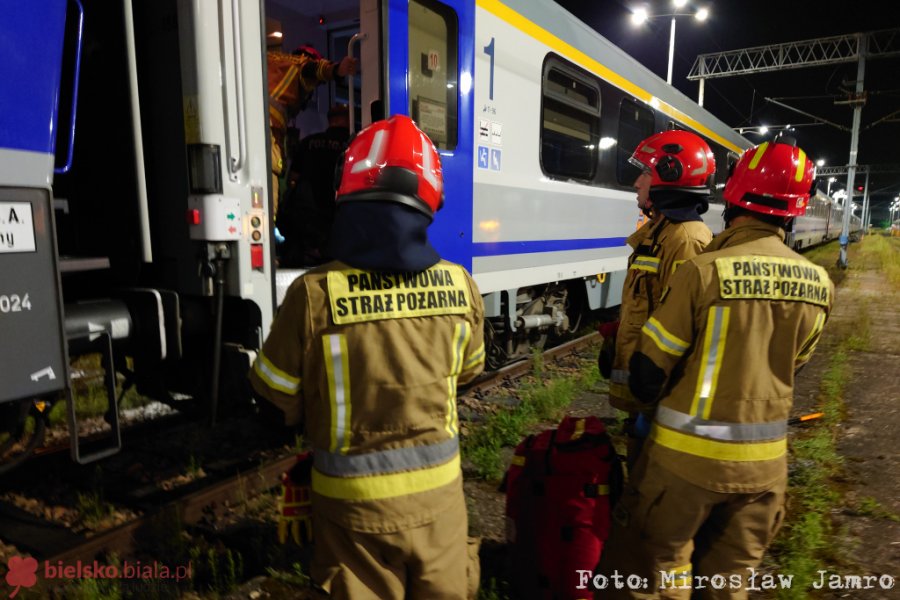Zabarykadował się w toalecie pociągu. Zaatakował policjantów i w eskorcie trafił do szpitala