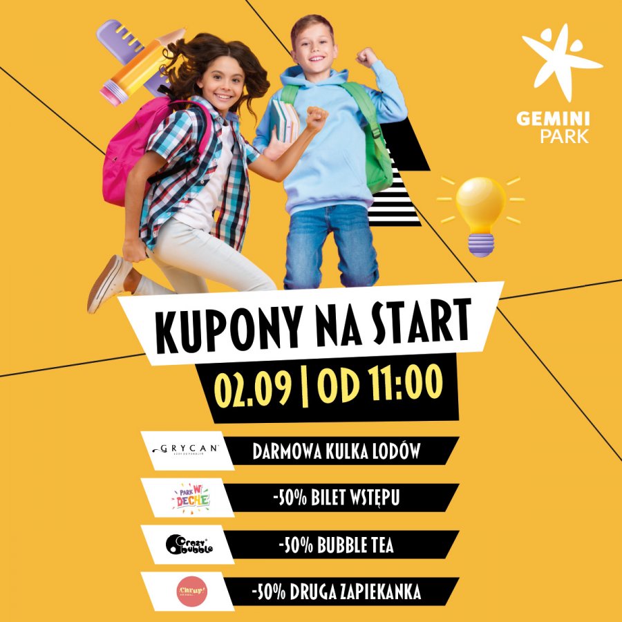Kupony z niespodziankami! Przywitaj nowy rok szkolny z Gemini Park Bielsko-Biała
