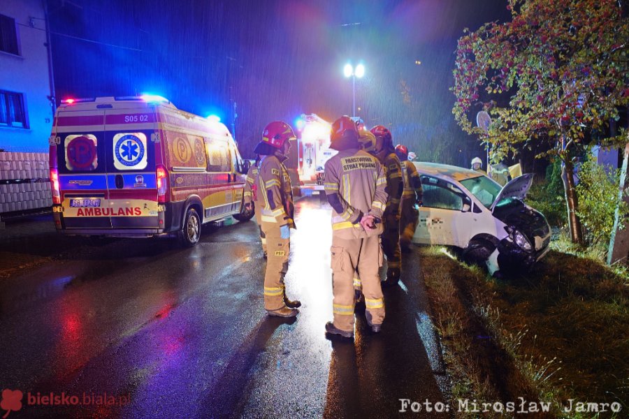 Samochód uderzył w betonowy przepust. Do szpitala odwieziono mężczyznę - foto
