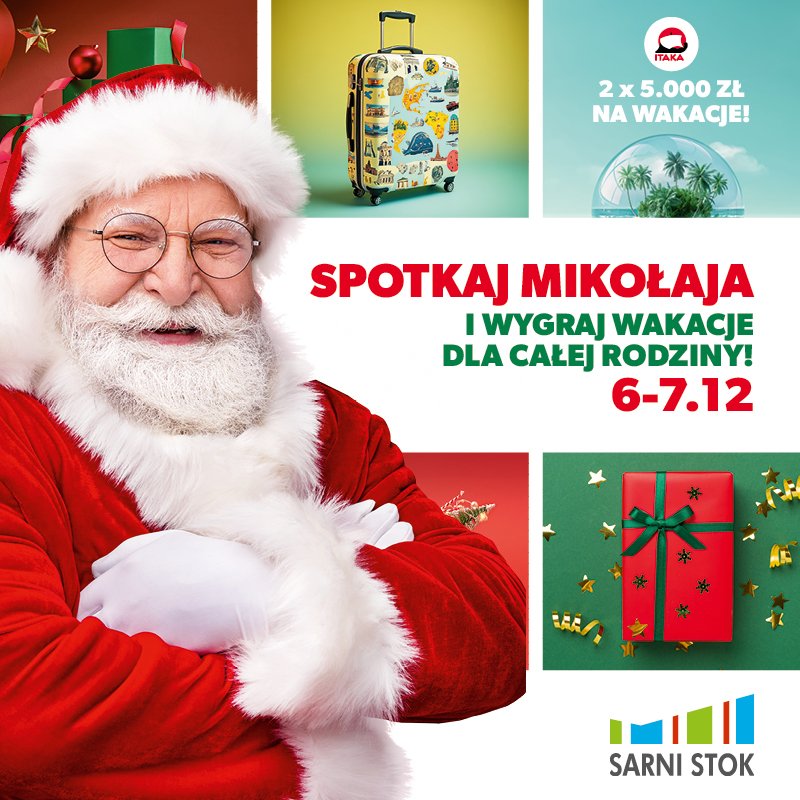Mikołaj w Centrum Handlowym Sarni Stok. Wygraj wakacje dla całej rodziny!