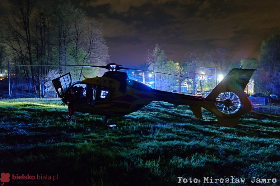 Wypadek nastolatka na rowerze. Lądował śmigłowiec LPR - foto