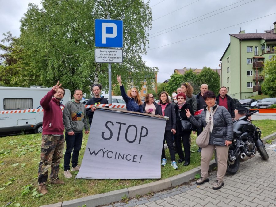 Protest na bielskim osiedlu. Będą bronić drzew, by nie wyciął ich deweloper - foto
