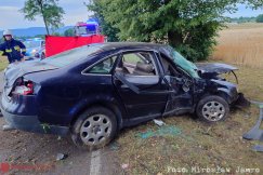 Kompletnie pijany wjechał w drzewo, kierowcę reanimowano. Na miejscu lądował LPR - foto