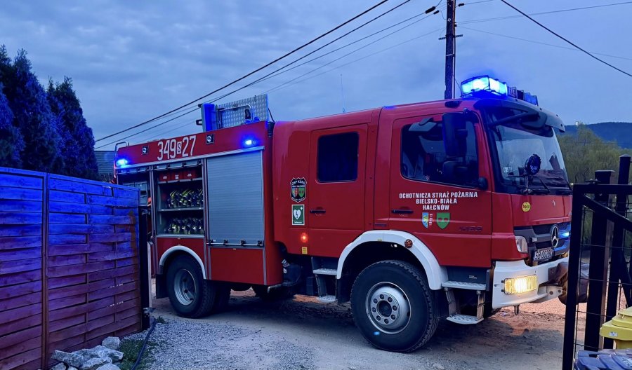 Groźny pożar w Hałcnowie zagrażał budynkowi mieszkalnemu. W ogniu stanęły tuje i płot - foto