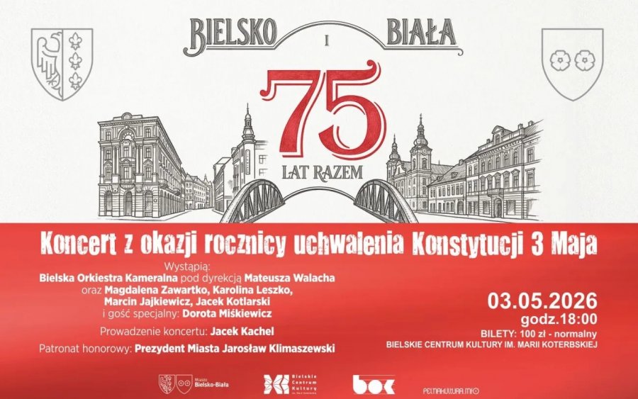 Koncert na 3 Maja: „Bielsko i Biała - 75 lat razem”. Multimedialne widowisko do źródeł miasta