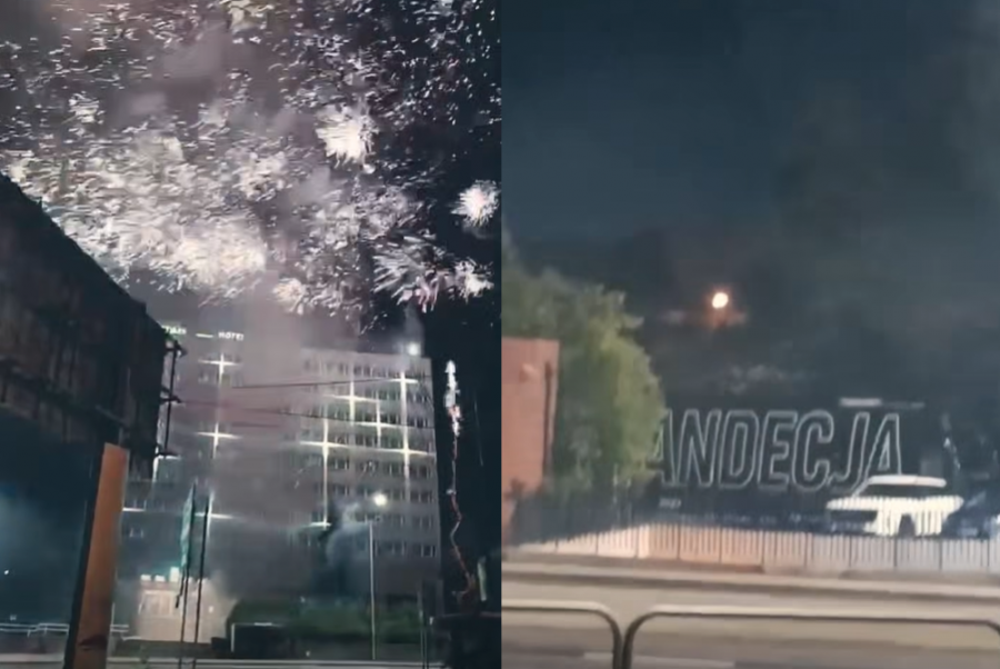 „Atrakcje” w środku nocy. Huk wystrzałów obudził część miasta, to pseudokibice Podbeskidzia - film