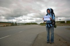 Łapanie stopa na Alasce