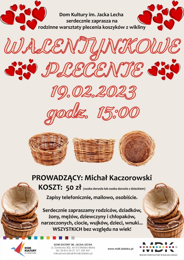 Walentynkowe koszyki z wikliny