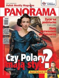 Paulina Maślanka w sukni projektu Dariena Mynarskiego. Na okładce"Panoramy".