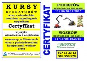 Kurs operatora wózka lub podestu - CERTYFIKAT