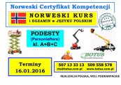 Norweski Kurs Lift & Personløfter A+B+C (podesty)