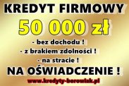 KREDYT FIRMOWY DO 50 000 TYS.NA OŚWIADCZENIE!