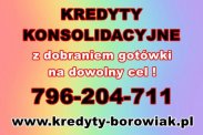 Kredyty KONSOLIDACYJNE z dobraniem gotówki.