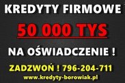 KREDYTY FIRMOWE NA OŚWIADCZENIE DO 50 TYS! BEZ PI