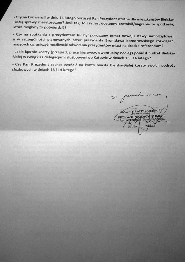 Prezydent zwróci koszty delegacji?