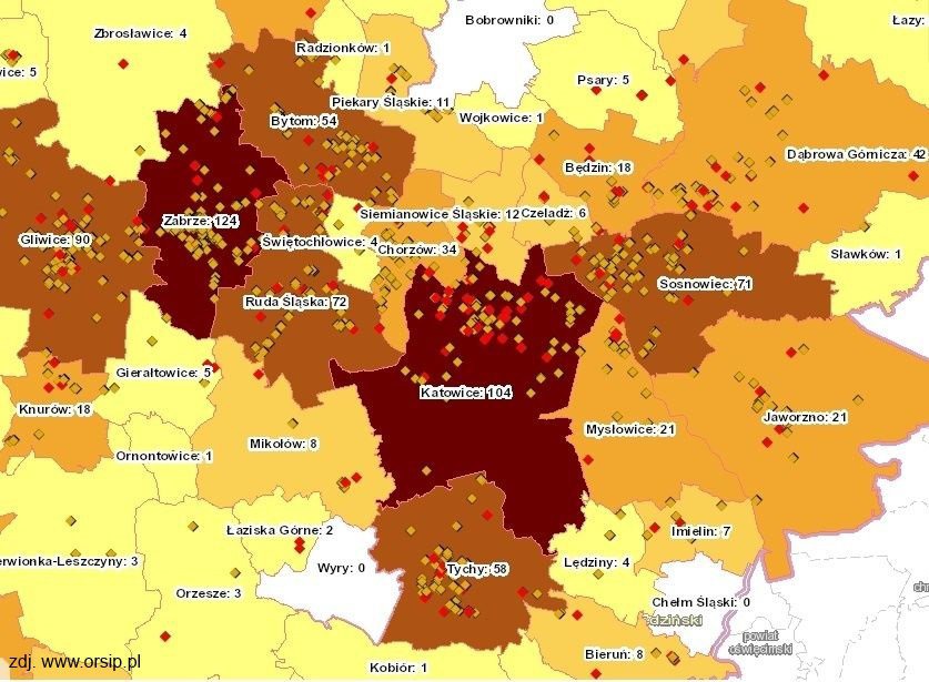 Mapa wypadków drogowych