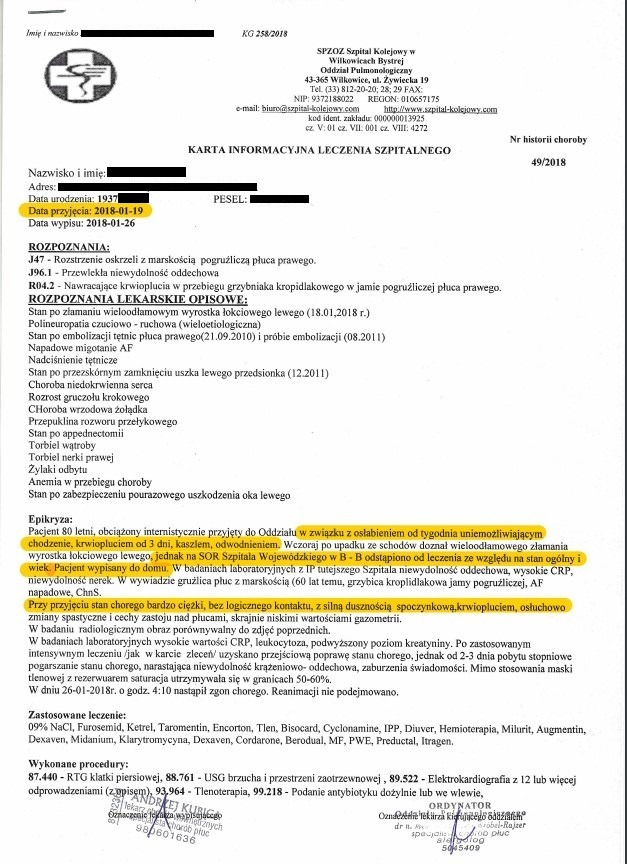 Dramat pacjenta. Był "za stary" na leczenie w szpitalu?