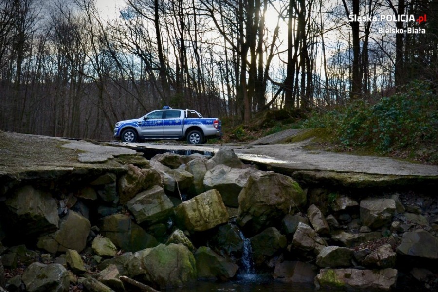 Policyjny ford ranger na górskich bezdrożach. Przeciw złodziejom choinek ZDJĘCIA