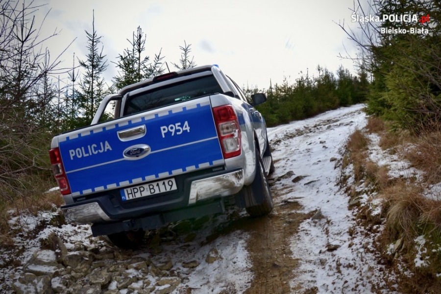 Policyjny ford ranger na górskich bezdrożach. Przeciw złodziejom choinek ZDJĘCIA