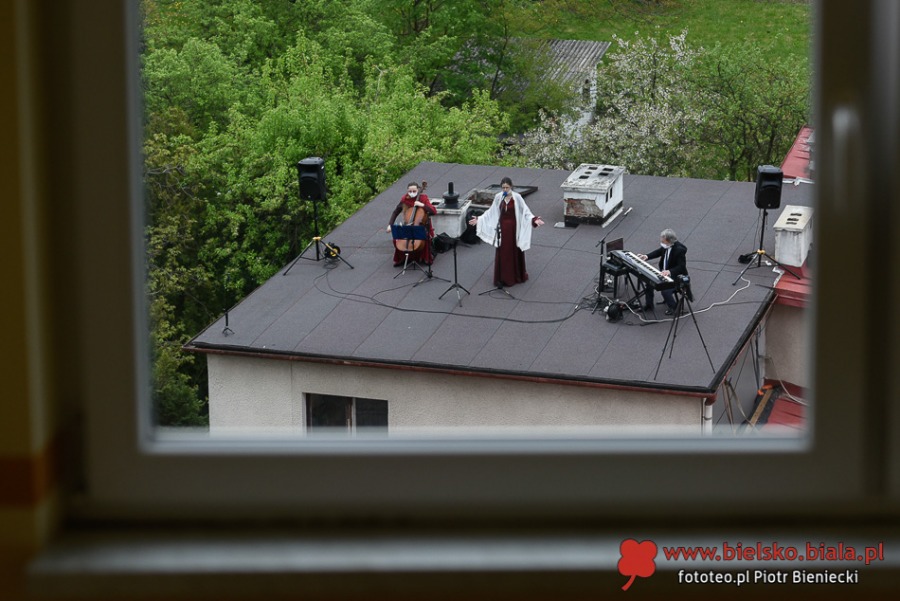 Brawa z okien. Weszli na dach, aby śpiewać dla sąsiadów ZDJĘCIA