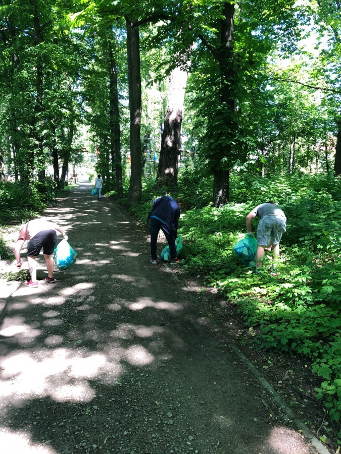 Plastikowe szarfy zostały po ekologach. Akcja sprzątania parku - foto