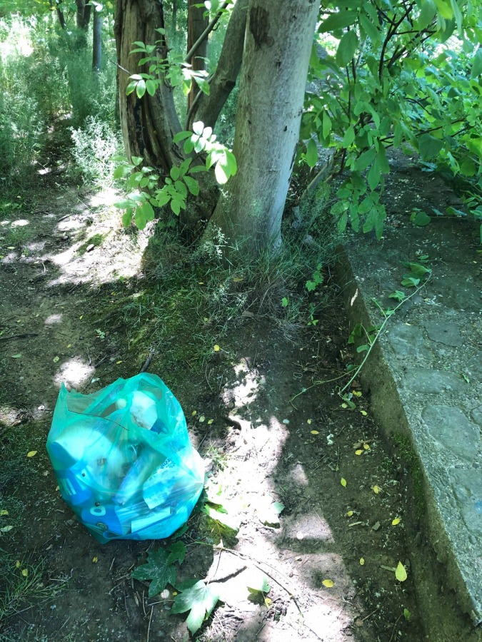 Plastikowe szarfy zostały po ekologach. Akcja sprzątania parku - foto