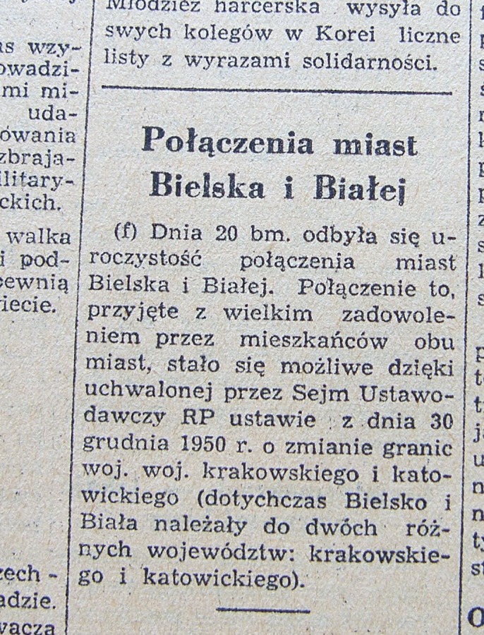 Połączenie w cieniu obniżki cen w sklepach. Antagonizm między ludnością Bielska i Białej