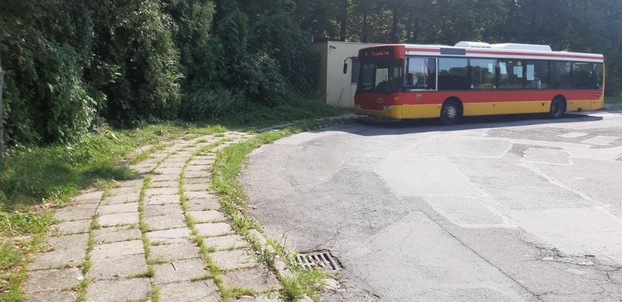 Opłakany stan pętli autobusowej. Chodniki zarośnięte trawą, wyrwy w asfalcie - foto