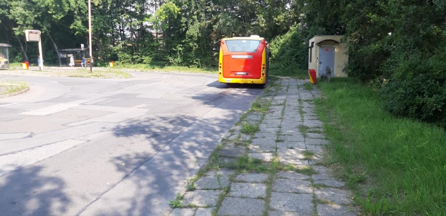 Opłakany stan pętli autobusowej. Chodniki zarośnięte trawą, wyrwy w asfalcie - foto