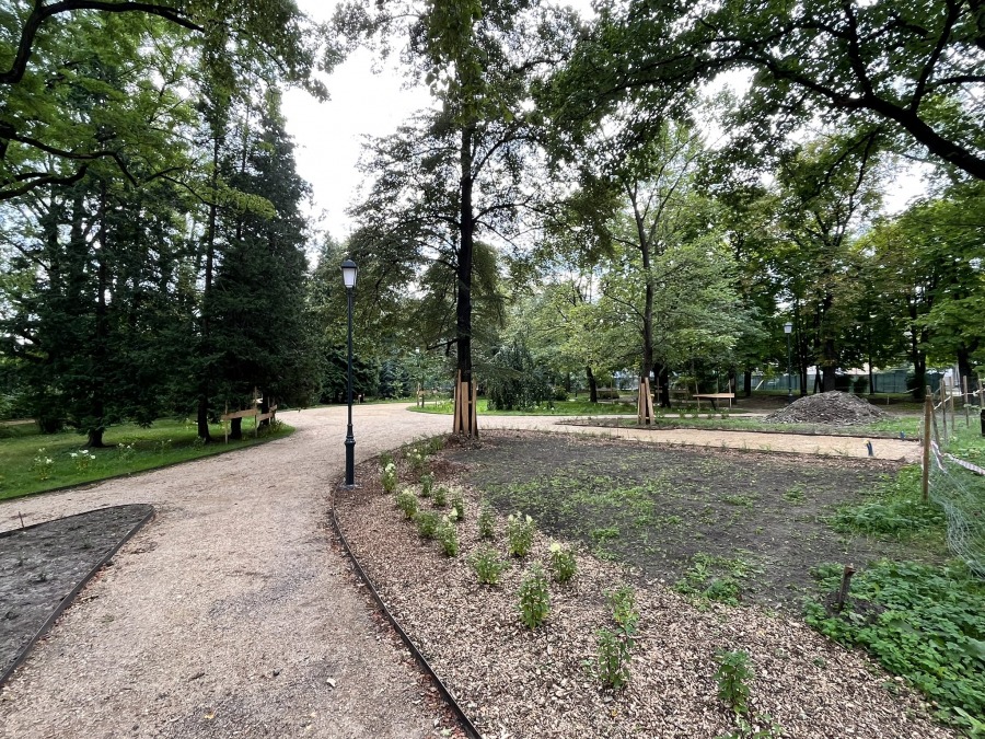 Plac Mickiewicza po nowemu. Nawierzchnia układana z kostki z rozbiórek